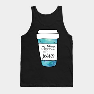 Coffee and Jesus Teal Mug Tank Top